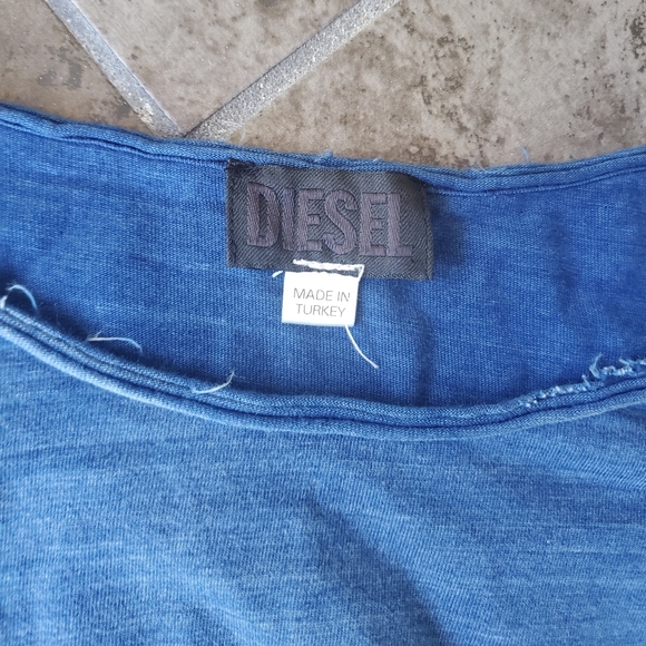 DIESEL long sleeve t-shirt dress mini midi blue denim style ombre S - Picture 8 of 9